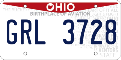 OH license plate GRL3728