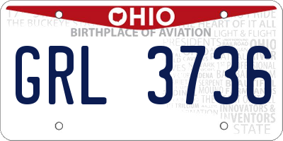 OH license plate GRL3736