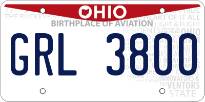 OH license plate GRL3800