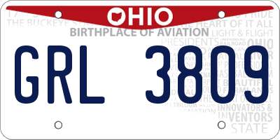 OH license plate GRL3809