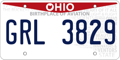 OH license plate GRL3829