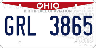 OH license plate GRL3865