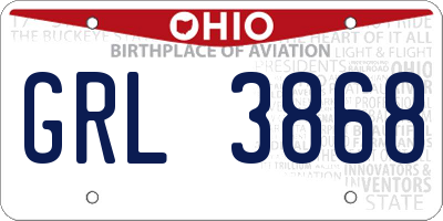 OH license plate GRL3868