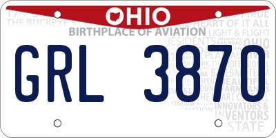 OH license plate GRL3870