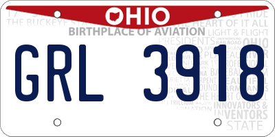 OH license plate GRL3918