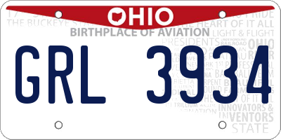 OH license plate GRL3934