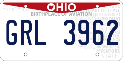 OH license plate GRL3962