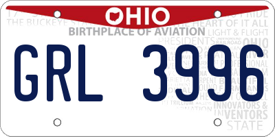 OH license plate GRL3996