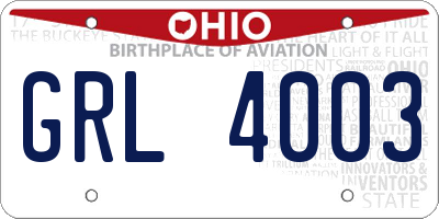OH license plate GRL4003