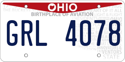 OH license plate GRL4078