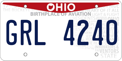 OH license plate GRL4240