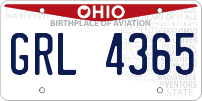 OH license plate GRL4365