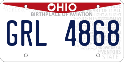 OH license plate GRL4868