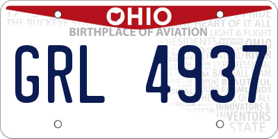 OH license plate GRL4937