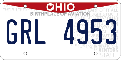 OH license plate GRL4953
