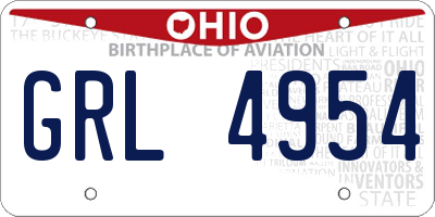 OH license plate GRL4954