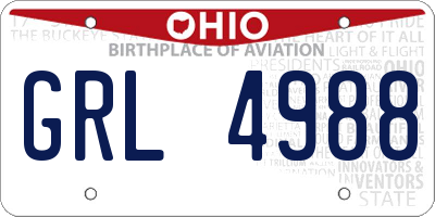 OH license plate GRL4988
