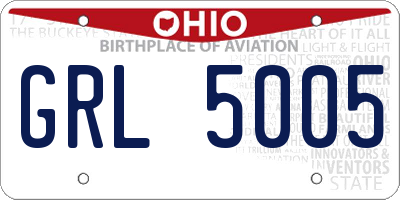 OH license plate GRL5005