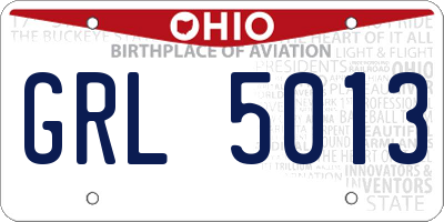 OH license plate GRL5013
