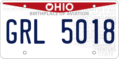 OH license plate GRL5018