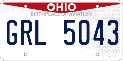 OH license plate GRL5043