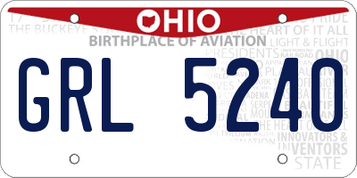 OH license plate GRL5240