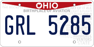 OH license plate GRL5285