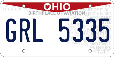 OH license plate GRL5335