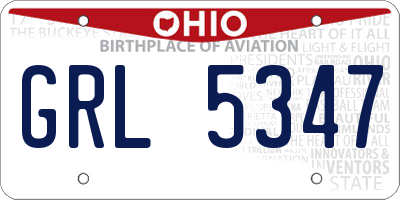 OH license plate GRL5347