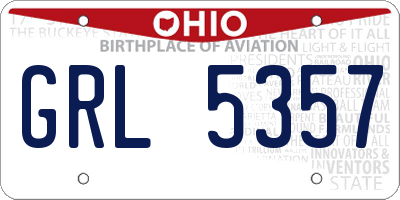 OH license plate GRL5357