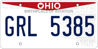 OH license plate GRL5385