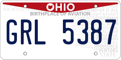OH license plate GRL5387