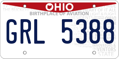 OH license plate GRL5388