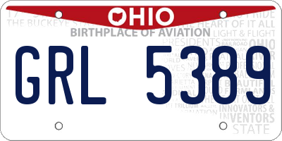 OH license plate GRL5389