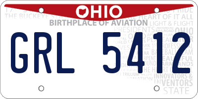 OH license plate GRL5412