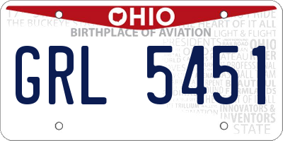 OH license plate GRL5451