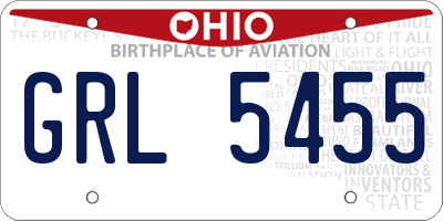 OH license plate GRL5455