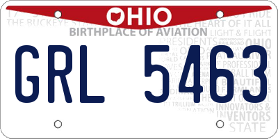 OH license plate GRL5463