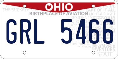 OH license plate GRL5466