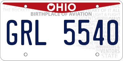 OH license plate GRL5540