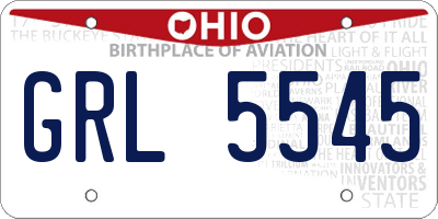 OH license plate GRL5545