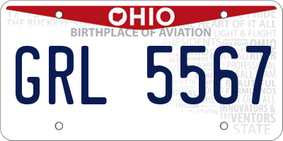 OH license plate GRL5567