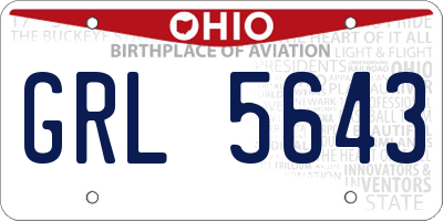 OH license plate GRL5643