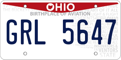 OH license plate GRL5647