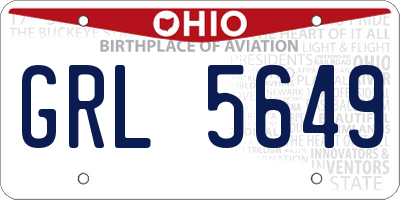 OH license plate GRL5649