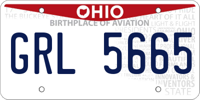 OH license plate GRL5665
