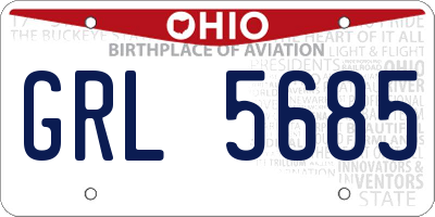 OH license plate GRL5685