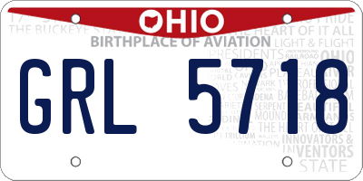 OH license plate GRL5718