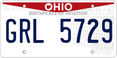 OH license plate GRL5729