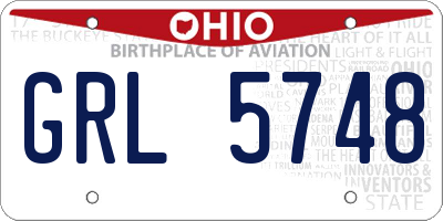 OH license plate GRL5748
